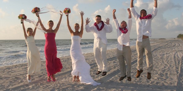 Bridal Party on Beach