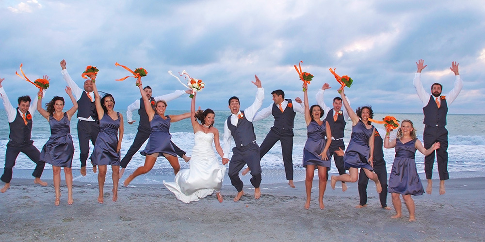 beach wedding party